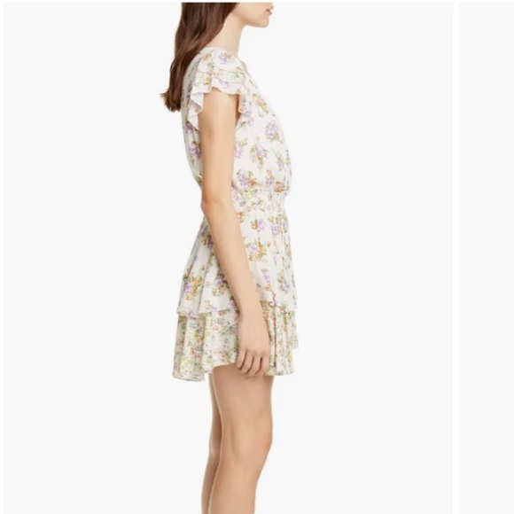 ALICE+OLIVIA MARISKA FLORAL DRESS FLUTTER SLEEVE SMOCKED WAIST TRENDING PATTERN - Picture 6 of 16